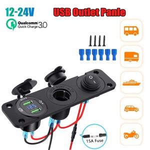 KEBIDUMEI 12V 시가 라이터 소켓 콘센트 RV 마린 보트용 스위치가 있는 퀵 충전 3.0 패널