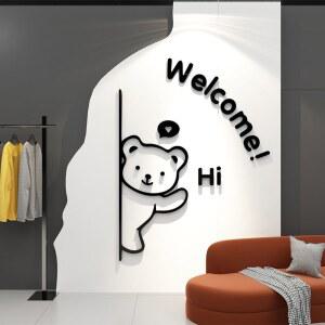 벽데코스티커 포인트 데코 레터링 유리 입체 카페 검정색