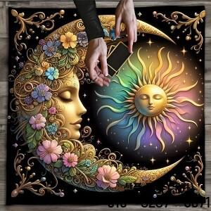 1pc 테이블 커버 우아한 태양과 달 만다라 Talobu 제단 천 별이 빛나는 하늘 요술 점성술 블랙 오라클 매트