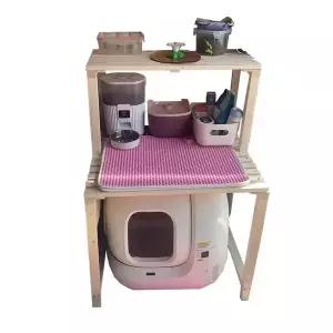 고양이 화장실 수납장 원목 고양이화장실 변기 캐비닛 선반 단층 다이 밀폐형 스테인리스