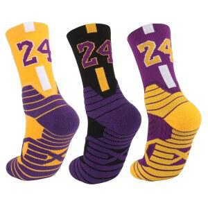 STRSFYS 만 8-14세 남아 여아용 농구 및 스포츠 서포트 훈련 어린이 크루 퍼플-no.24 통기성 게임용 양말 아치
