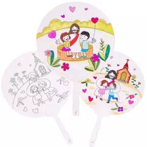 10set 여름성경학교 예수님도안 원형부채만들기 재료 종이 초등