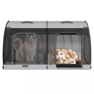 접이식 강아지 이동장 모델 애견 자동차 케이지-회색 차량용 탠트 고양이