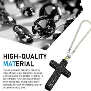 페리안 블링 크로스 자동차 거울 걸이 액세서리 크리스탈 라인스톤 리어 뷰 미러 펜던트 종교적 장식 매력