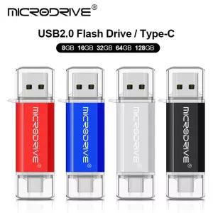 Pendrive Type C OTG USB 플래시 드라이브 128GB 64GB 32GB 16GB 8GB 4GB 메모리 스틱 2.0 Type-C 장치용