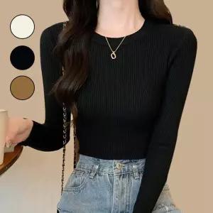 여성니트티셔츠 화이트니트 무지 얇은니트 니트티셔츠 슬림니트