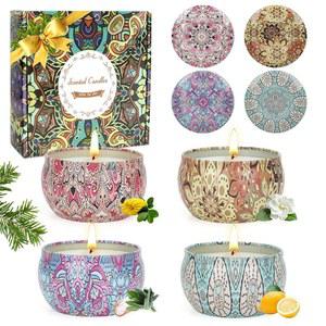 여성용 향초 선물 4팩 캔들 최대 90시간 가정용 세트 크리스마스 생일 의 날 발렌타인데이를 위한 소이