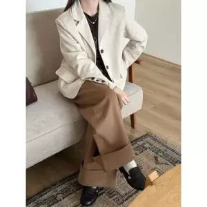 무천도사 여성 여성용 빈티지 정장 세무 싱글 자켓 코트 KKE1