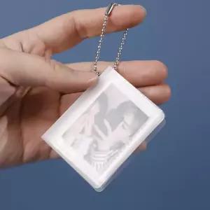 프로스팅 미니 사진 앨범 8개 - 2.2x1.5인치 투명 포켓 열쇠고리- 작은 걸이식 포토카드 홀더 트리용