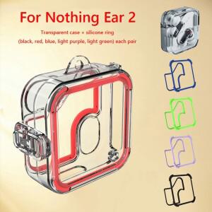 보호 커버 PC 투명 헤드폰 홀더 케이스(5쌍의 실리콘 링이 포함된  끈 및 메탈 후크) for Nothing Ear 2