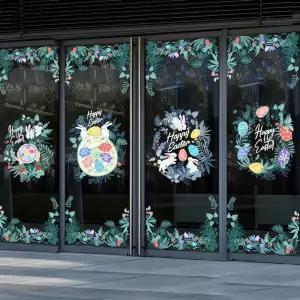 부활절 시트지 창문스티커 화환 정전기 토끼 꽃 달걀 A 유리창 대형 해피이