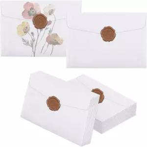 결혼식 초대장 및 안전한 보관을 위한 왁스 씰 반투명 종이가 포함된 20PCS 벨룸 봉투 6x4 유리질 카드
