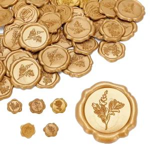 60팩 필 앤 스틱 왁스 씰 스티커 봉투용 브론즈 골드 인조 청첩장 홀리데이 카드 생일 선물 감사 노트 및