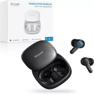 Woask M3 3 in 1 번역 이어버드 144개 언어 실시간 오프라인 헤드폰 글로벌 여행 및 오프 그리드 탐험(블랙