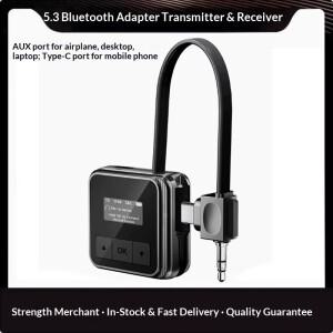 호환상품 2025 블루투스 5.3 송신기 타입-C 3.5mm 비행기 어댑터 듀얼 페어링 무선 오디오 동글 (2개 헤드