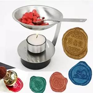 MNYR 씰링 왁스 워머 씰 키트 용융 스푼 청록색 양초 용광로 비드 도구 스토브 냄비 크리스마스 카드 선물