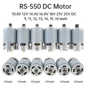 RS550 9/11/12/13/14/15/16 치아 DC 모터 10.8V 12V 14.4V 21V 25V 고속 교체 전기 드릴 마이크로