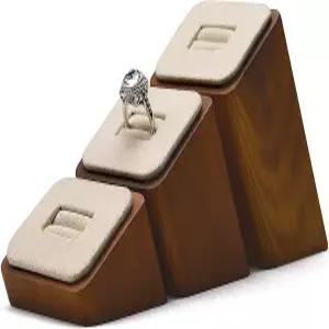 Oirlv 우드 링 진열대 3개 세트 주얼리 반지 정리대 (크림 화이트)