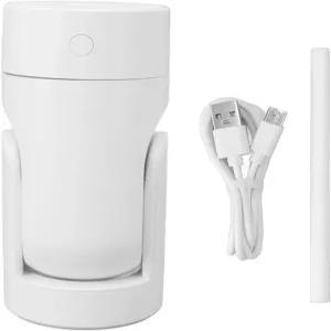 휴대용 미니 USB 자동 회전 초조용 소형 데스크탑 쿨 미스트 침실 사무실 자동차 여행용 (흰색)