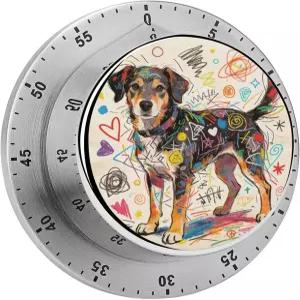 지저분한 그림 타이머가 있는 강아지 마그네틱 백킹 100 기계식 책상 60분 수동 카운트다운 타이머를