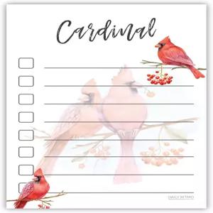 레드 카디널 스티커 메모 목록 여성용 테마 선물 버드워치 애호가 생일 메모장 4x6 50페이지 미국산