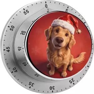 도그-산타 모자 타이머 마그네틱 백킹 100 기계식 책상 60분 수동 카운트다운 요리에 배터리 필요 없는