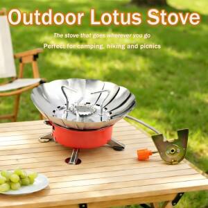야외용 미니 소형 휴대용 접이식 히터 캠핑 로터스 버너 주방용 가스레인지 퍼니스 헤드 카드 가스 스토브