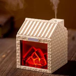 불꽃 조명 USB 전원 자동 차단 기능이 있는 미니 벽난로 쿨 미스트 침실 사무실 이동용 휴대용 200ml