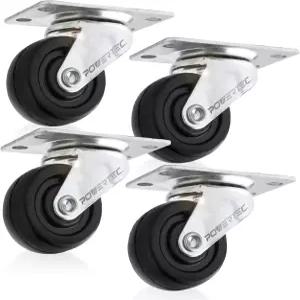 파워텍 2인치 회전 캐스터 휠 세트 4개 160파운드 하중 헤비 듀티 플레이트 가구용 고무 카트 돌리 및
