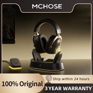 MCHOSE V9 터보 헤드폰 무선 충전 게이밍 헤드셋 오버이어 4모드 마이크 포함 전문가용 e스포츠