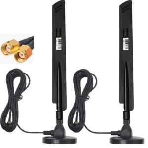 10dBi 듀얼 밴드 Wi-Fi 안테나 2.4GHz 5GHz RP-SMA 안테나, 2m(6.5피트) 연장 케이블 , PC 데스크탑 컴퓨터 PCI PCIe