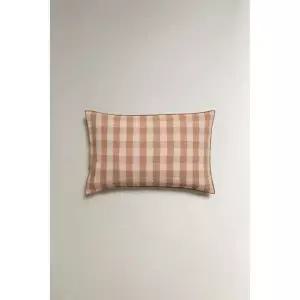 ZARA 자라 깅엄 체크 쿠션 커버 - 테라코타 750933
