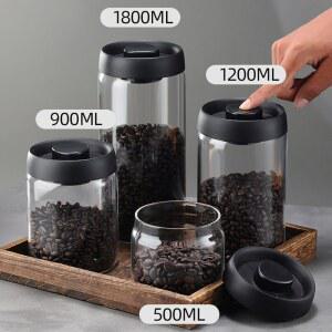 진공 밀폐 탱크 커피 항아리 공기 세트 방지 용기 유리 추출 습기 가정용