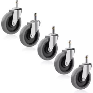 베시투 3인치 스템 캐스터 휠 7/16인치 직경 회전 세트 5개 쓰레기통 돌리 샵 카트 러버메이드 웨버 그릴용