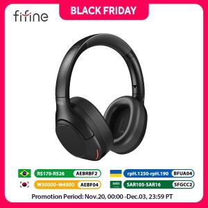 FIFINE Bluetooth 무선 헤드셋 투명 모드가 있는 소음 차단 깊은 저음 선명한 통화 80H 재생 시간 -X3