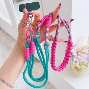 수동 짠 튀긴 반죽 트위스트 끈 고정 카드 색상 대비 대각선 어깨 휴대 전화 내구성