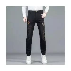 엘럽 남자 슬림핏 청바지 멘탈 데님 스판 스키니 자수 바지 와펜 청 원템1