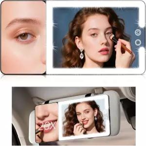 조명 및 20배 확대 기능이 있는 카 선바이저 베니티 미러 선바이저용 LED 라이트 업 메이크업 충전식 3가지