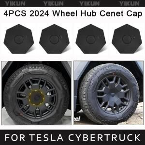 4PCS 자동차 바퀴 부품 휠 센터 허브 캡 커버 Tesla Cybertruck 2024 풀 커버리지 타이어 액세서리