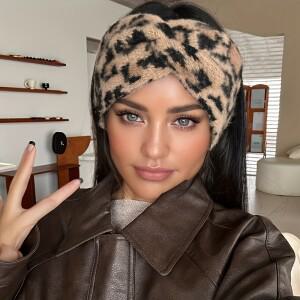 호환상품 1개 여성용 빈티지 레오파드 프린트 헤어밴드 두꺼운  겨울  조절 가능 피트니스 야외 크리스마스