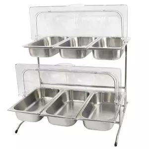 2단 음식 전시대 조식 투명 보관함 뷔페 식당 식빵 케이크