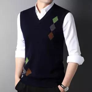 엘럽남친 가을 캐주얼 조끼 솔리드 아가일 미카라 민소매 나시 원템3