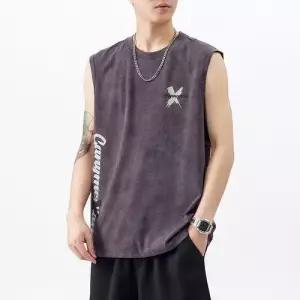 엘럽남성용 얇은 빅사이즈 셔츠 두께감 조끼 상의 러닝 원템1