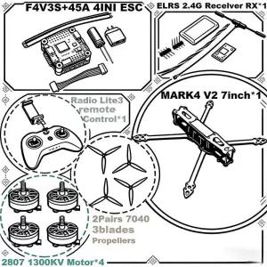 4 V2 7인치 F4V3S/F4V3S PLUS 비행 컨트롤러 45/60A 4INI ESC 랙 드론 FPV 카본 파이버 PV 레이싱 쿼드콥터