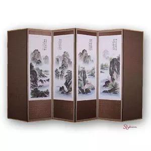 두레공예사 추사 6폭 옥비단 산수화 커버포함 병풍klm538