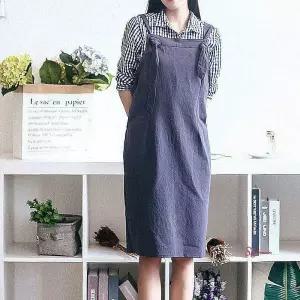 끈매듭 앞치마 원피스 멜빵 리넨 카페 공방lmn618
