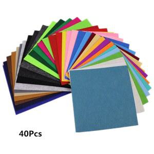 펠트 원단 시트 공예 부직포 세트 바느질 DIY 혼합 색상 1MM 두께 40X40CM 40개입