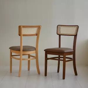 민트 라탄 원목 인테리어 카페 식탁의자 1+1개 2colors