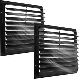 AIWFL 20인치 알루미늄 자동 중력 셔터 루버 통풍구 온실 차고 다락방 작업장 헛간을 위한 2팩 정사각형