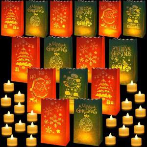 네조 30 크리스마스 루미너리 가방에 캔들 라이트 야외 랜턴 파티 불이 장식용 없는 가방 디자인 LED